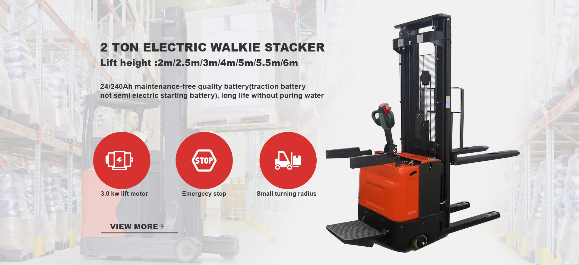 2 Ton Electric Walkie Stacker